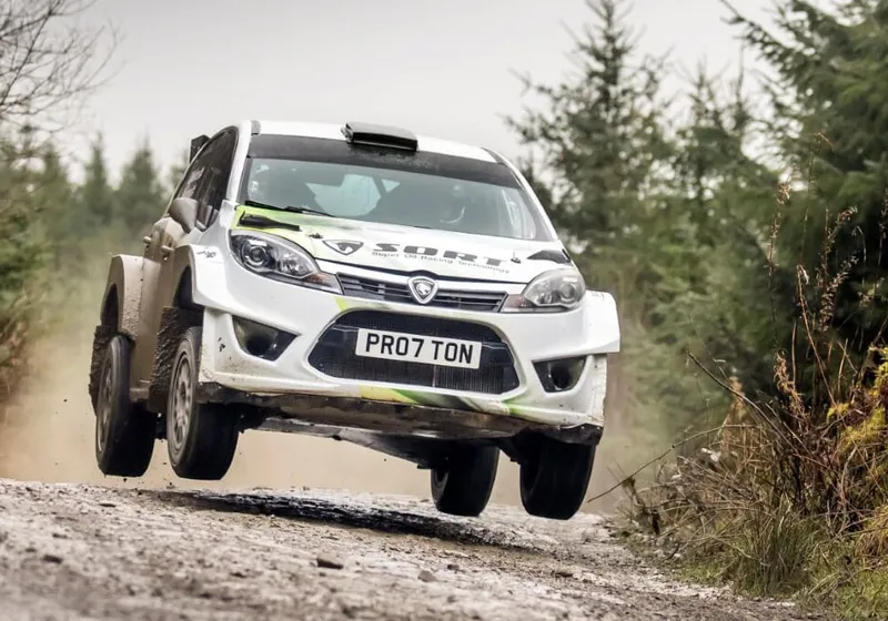 R5 rally car testing on the Drumlanrig forest stage